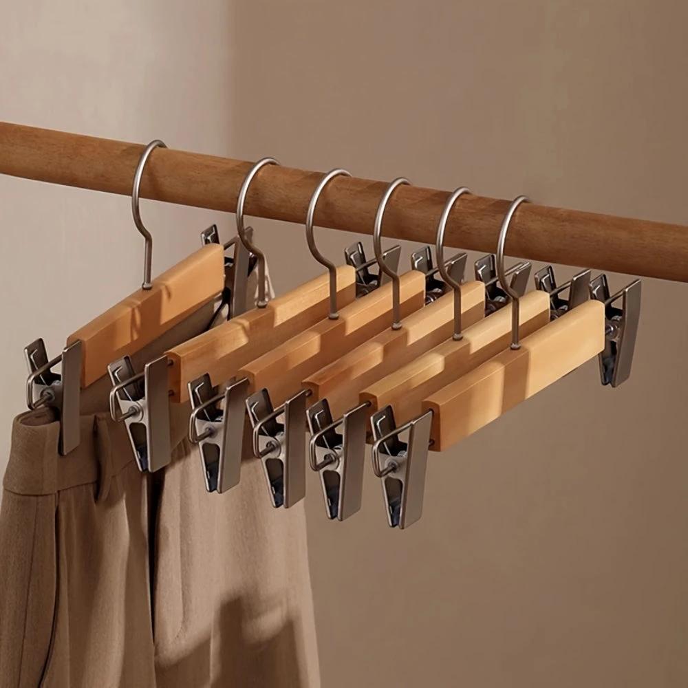 Maxwell Premium Wood Pants Hangers with Clips by Casa & Beyond