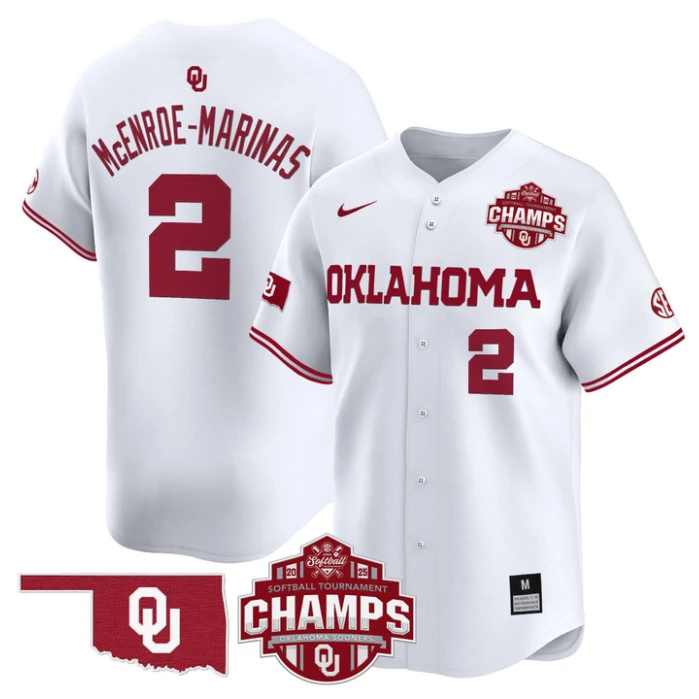 McEnroe-Marinas Jersey #2 Oklahoma Sooners 2025 SEC Champions Patch Limited Stitched White by My Store