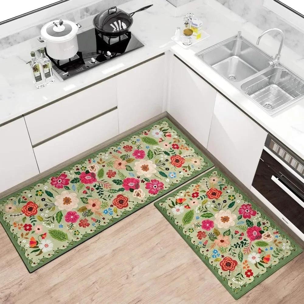 Meadow Boho Floral Kitchen Mat Set by Casa & Beyond