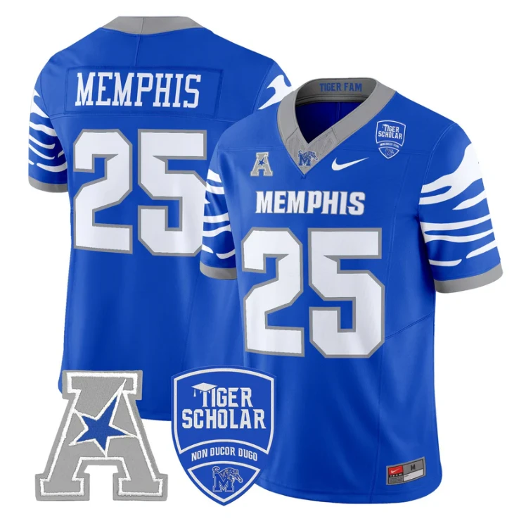Memphis Jersey #25 Memphis Tigers 2025 Vapor Limited Stitched Royal by My Store NCAA Football Jerseys