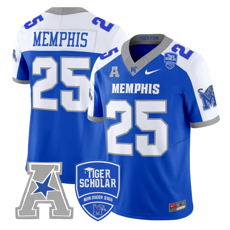 Memphis Jersey #25 Memphis Tigers 2025 Vapor Limited Stitched Royal Alter by My Store NCAA Football Jerseys