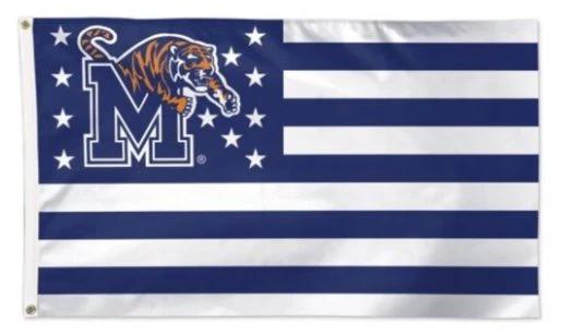 Memphis Tigers American Flag 3X5ft Banner Polyester with 2 Brass Grommets by flagsjustdoit