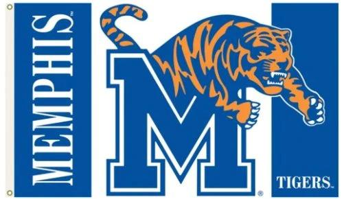 Memphis Tigers Polyester Blue Flag 3X5ft Banner Polyester with 2 Brass Grommets by flagsjustdoit