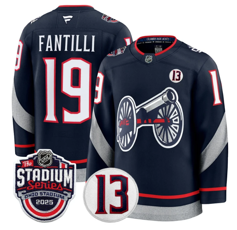 Men Adam Fantilli Jersey #19 Columbus Blue Jackets 2025 Stadium Series Stitched by Hockey David