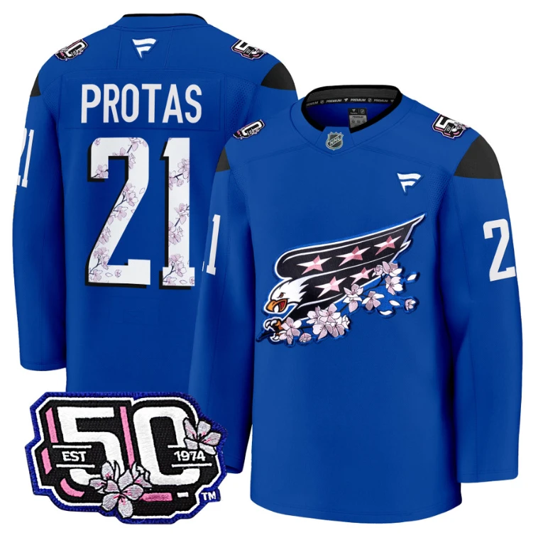 Men Aliaksei Protas Jersey #21 Washington Capitals 50th Stitched Cherry Blossom by Hockey David