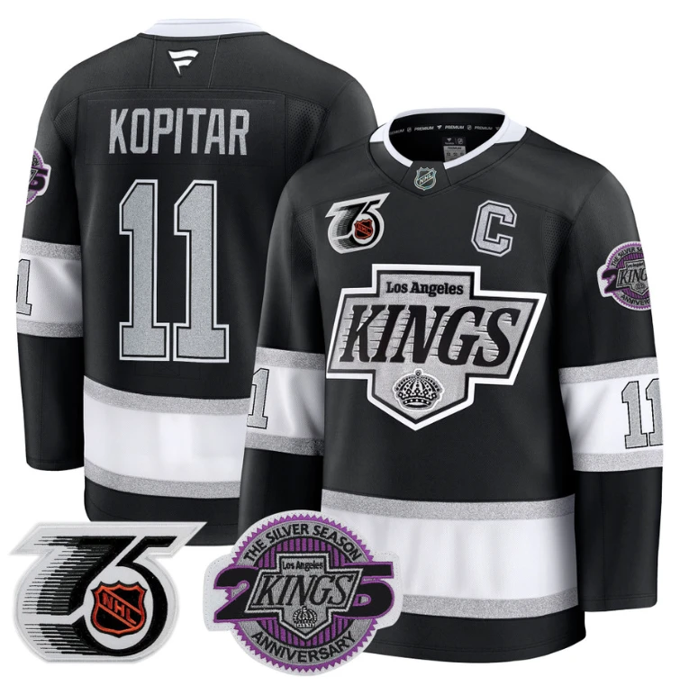Men Anze Kopitar Jersey #11 Los Angeles Kings 91-92 75th 25th Anniversary Black by Hockey David