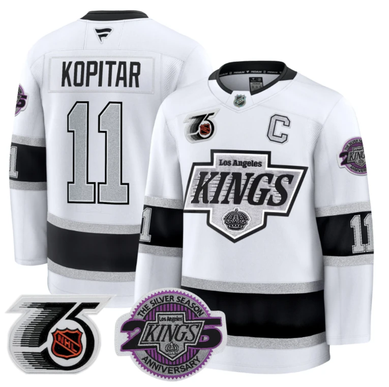 Men Anze Kopitar Jersey #11 Los Angeles Kings 91-92 75th 25th Anniversary White by Hockey David