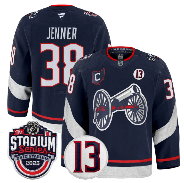 Men Boone Jenner Jersey #38 Columbus Blue Jackets 2025 Stadium Series Navy by Hockey David