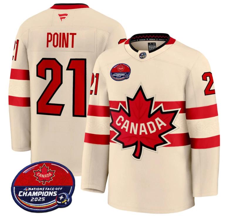 Men Brayden Point Jersey #21 Canada 4 Nations Face-Off 2025 Champions V2 Cream by Hockey David