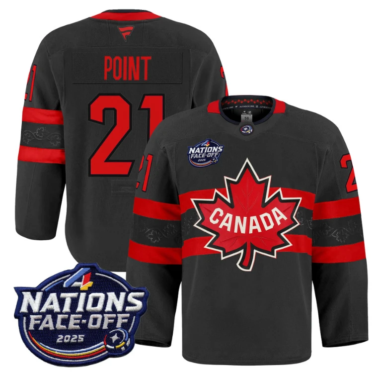 Men Brayden Point Jersey #21 Canada 4 Nations Face-Off 2025 Pro Stitched Black by Hockey David