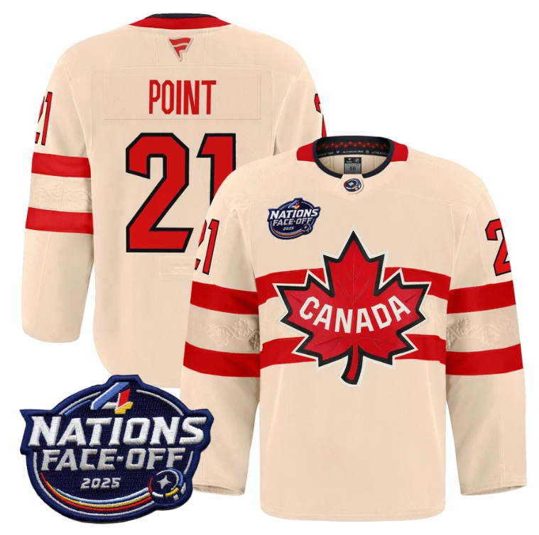 Men Brayden Point Jersey #21 Canada 4 Nations Face-Off 2025 Pro Stitched Cream by Hockey David