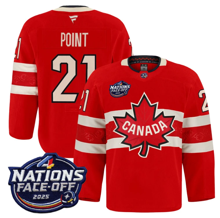 Men Brayden Point Jersey #21 Canada 4 Nations Face-Off 2025 Pro Stitched Red by Hockey David