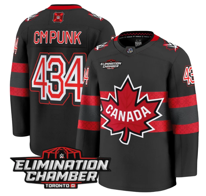 Men CM Punk Jersey #434 Elimination Chamber Toronto 2025 Premium Stitched Black by Hockey David