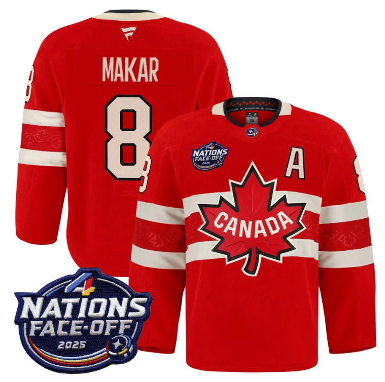 Men Cale Makar Jersey #8 Canada 4 Nations Face-Off 2025 Pro Stitched Red by Hockey David