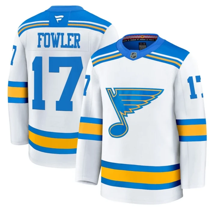 Men Cam Fowler Jersey #17 St. Louis Blues 2025-26 Premium Stitched White by Hockey David