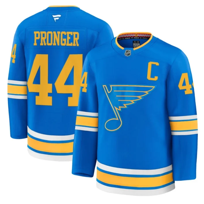 Men Chris Pronger Jersey #44 St. Louis Blues 2025-26 Premium Stitched Blue by Hockey David