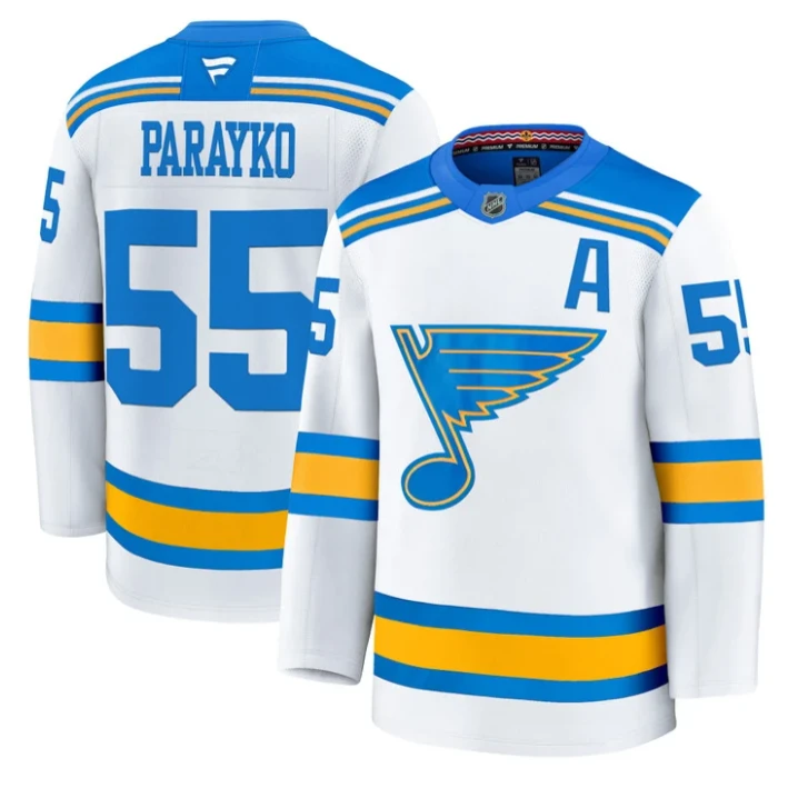 Men Colton Parayko Jersey #55 St. Louis Blues 2025-26 Premium Stitched White by Hockey David