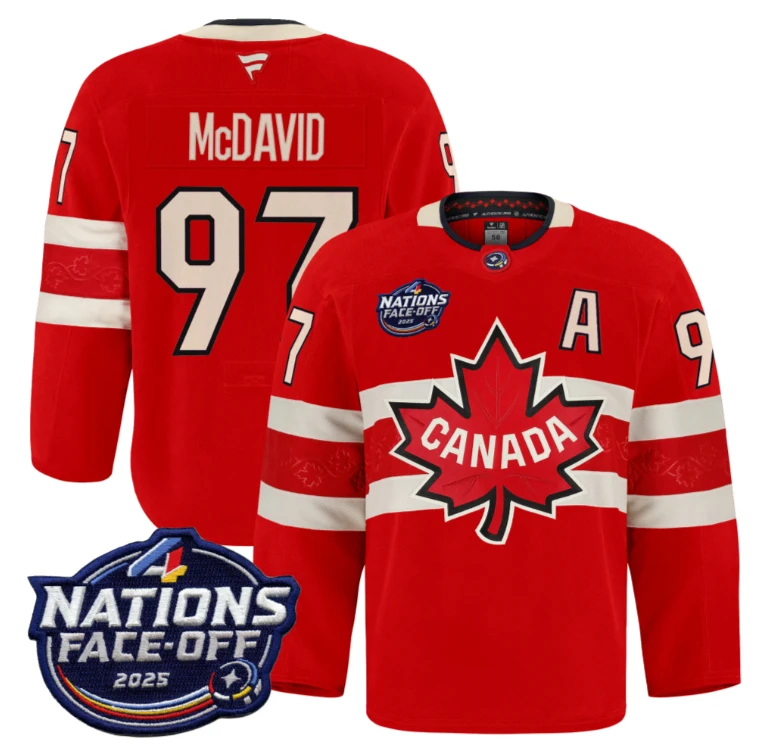 Men Connor McDavid Jersey #97 Canada 4 Nations Face-Off 2025 Pro Stitched Red (Copy) by Hockey David