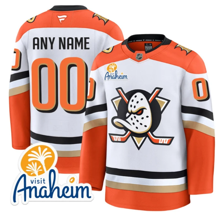 Men Custom Anaheim Ducks Jersey Name, Number Vapor Premium Stitched White by Hockey David