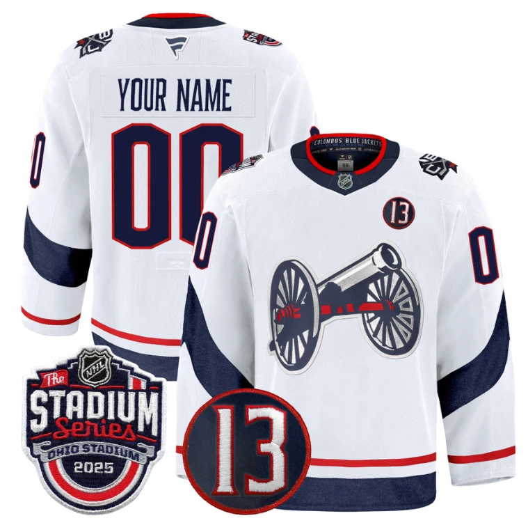 Men Custom Columbus Blue Jackets Jersey 2025 Stadium Johnny Gaudreau White by Hockey David