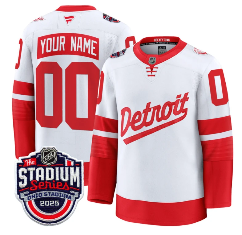 Men Custom Detroit Red Wings Jersey 2025 Stadium Series Patch Premium Stitched by Hockey David