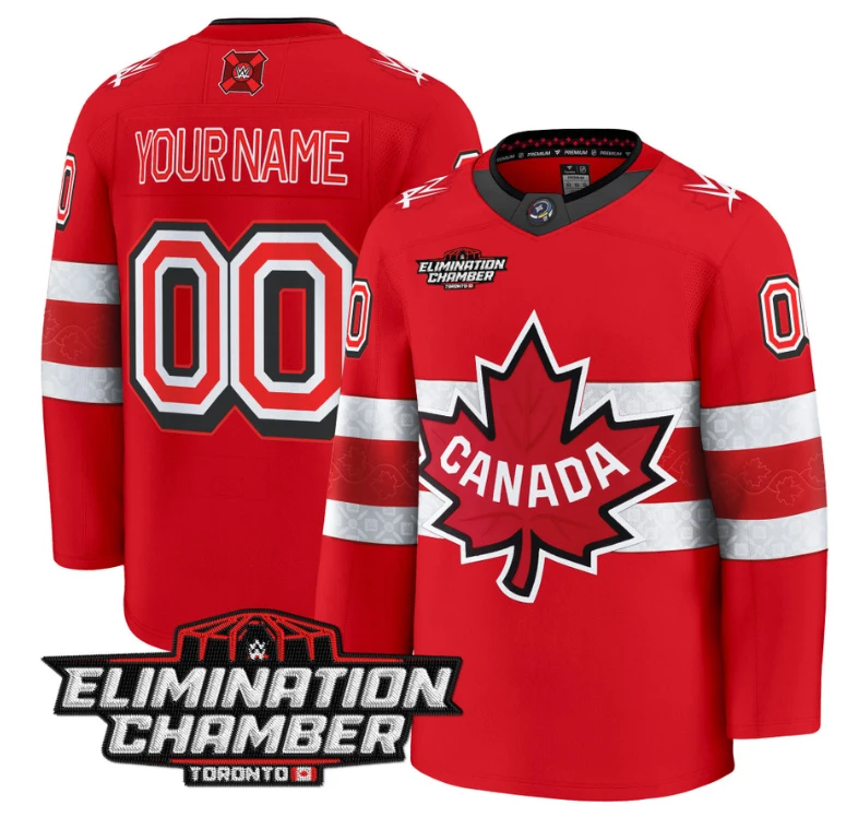 Men Custom Elimination Chamber Toronto Jersey 2025 Premium All Stitched Red by Hockey David