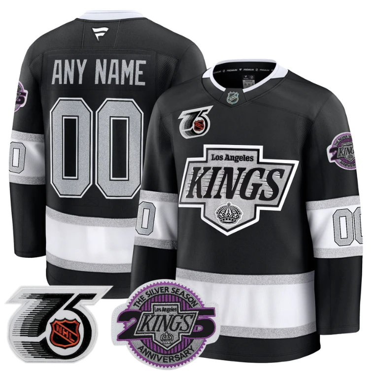 Men Custom Los Angeles Kings Jersey 91-92 75th 25th Anniversary Stitched Black by Hockey David