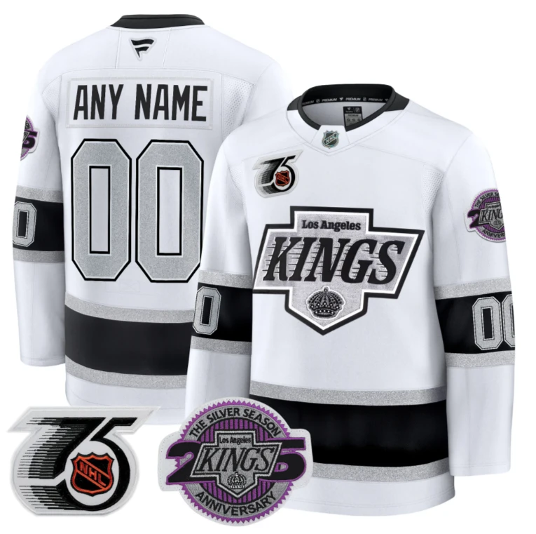 Men Custom Los Angeles Kings Jersey 91-92 75th 25th Anniversary Stitched White by Hockey David
