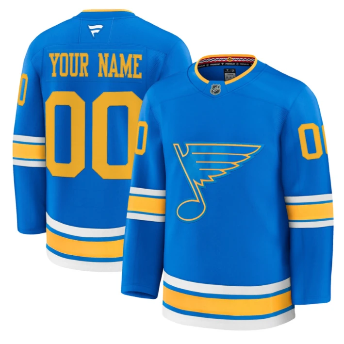Men Custom St. Louis Blues Jersey Name, Number 2025-26 Premium Stitched Blue by Hockey David