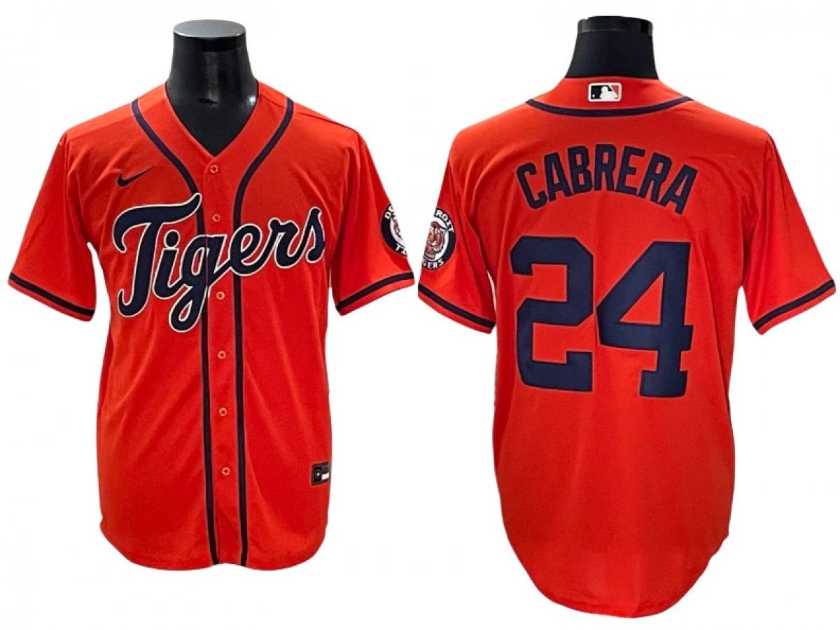 Men Detroit Tigers #24 Miguel Cabrera Orange Jersey by My Store