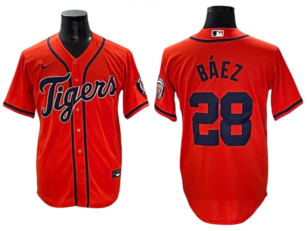 Men Detroit Tigers #28 Javier Báez Orange Jersey by My Store