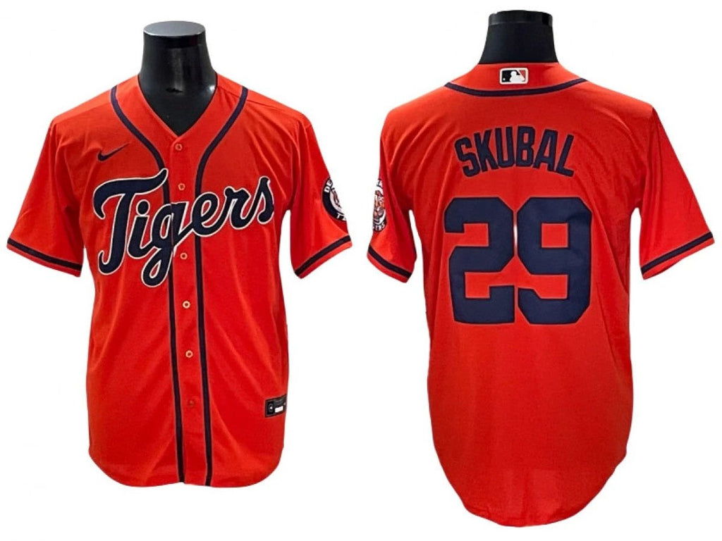 Men Detroit Tigers #29 Tarik Skubal Orange Jersey by My Store