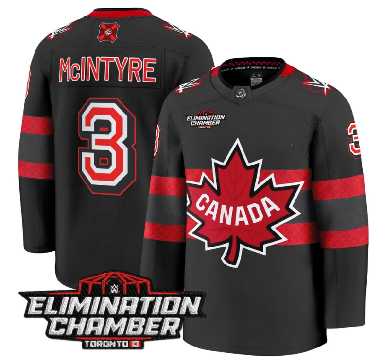 Men Drew McIntyre Jersey #3 Elimination Chamber Toronto 2025 Stitched Black by Hockey David