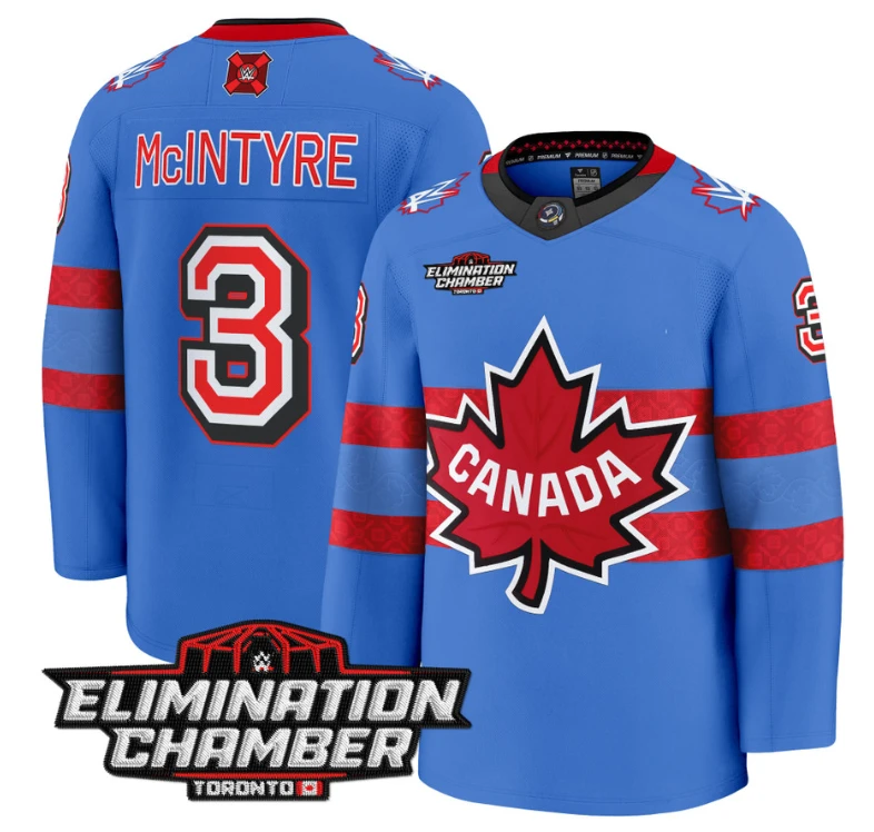 Men Drew McIntyre Jersey #3 Elimination Chamber Toronto 2025 Stitched Royal by Hockey David