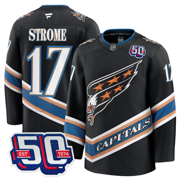 Men Dylan Strome Jersey #17 Washington Capitals 50th Stitched Screaming Eagle by Hockey David