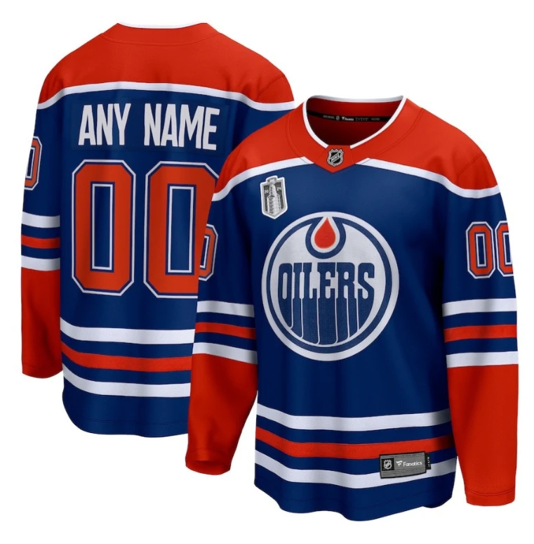 Men Edmonton Oilers 2024 Stanley Cup Final Home Breakaway Custom Name Jersey Royal by Hockey David
