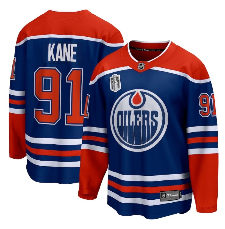 Men Evander Kane 91 Edmonton Oilers 2024 Stanley Cup Final Home Breakaway Player Jersey Royal by Hockey David