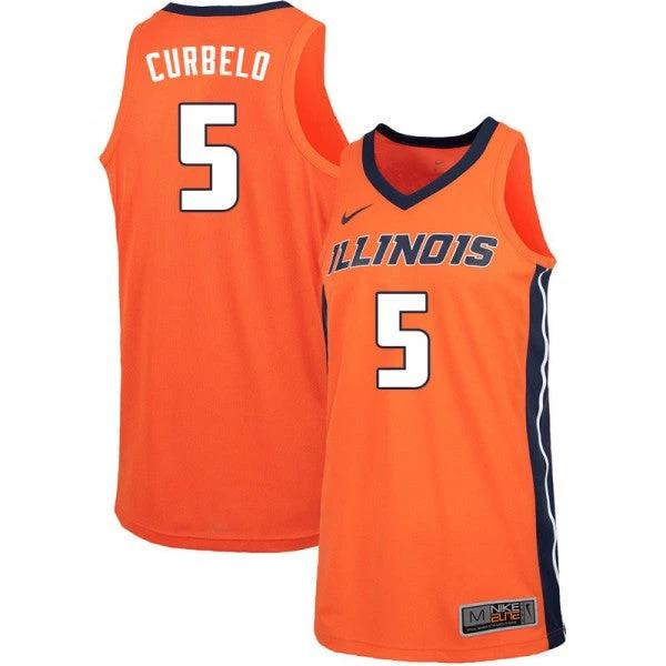 Men Fighting Illini #5 Andre Curbelo Jersey Orange High School Jerseys by My store basketball