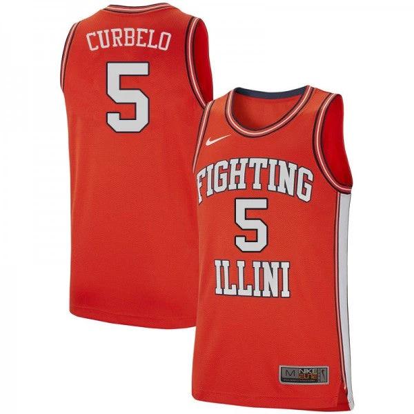 Men Fighting Illini #5 Andre Curbelo Jersey Retro Orange Alumni Jerseys by My store basketball