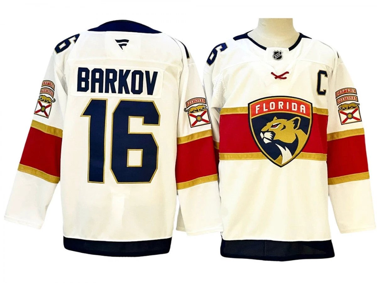 Men Florida Panthers #16 Aleksander Barkov White Away Jersey by Hockey David