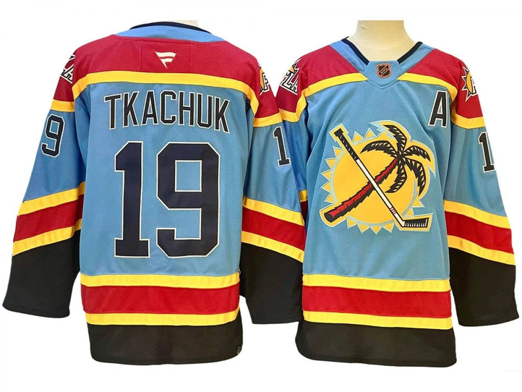 Men Florida Panthers #19 Matthew Tkachuk Blue Reverse Retro Jersey by Hockey David