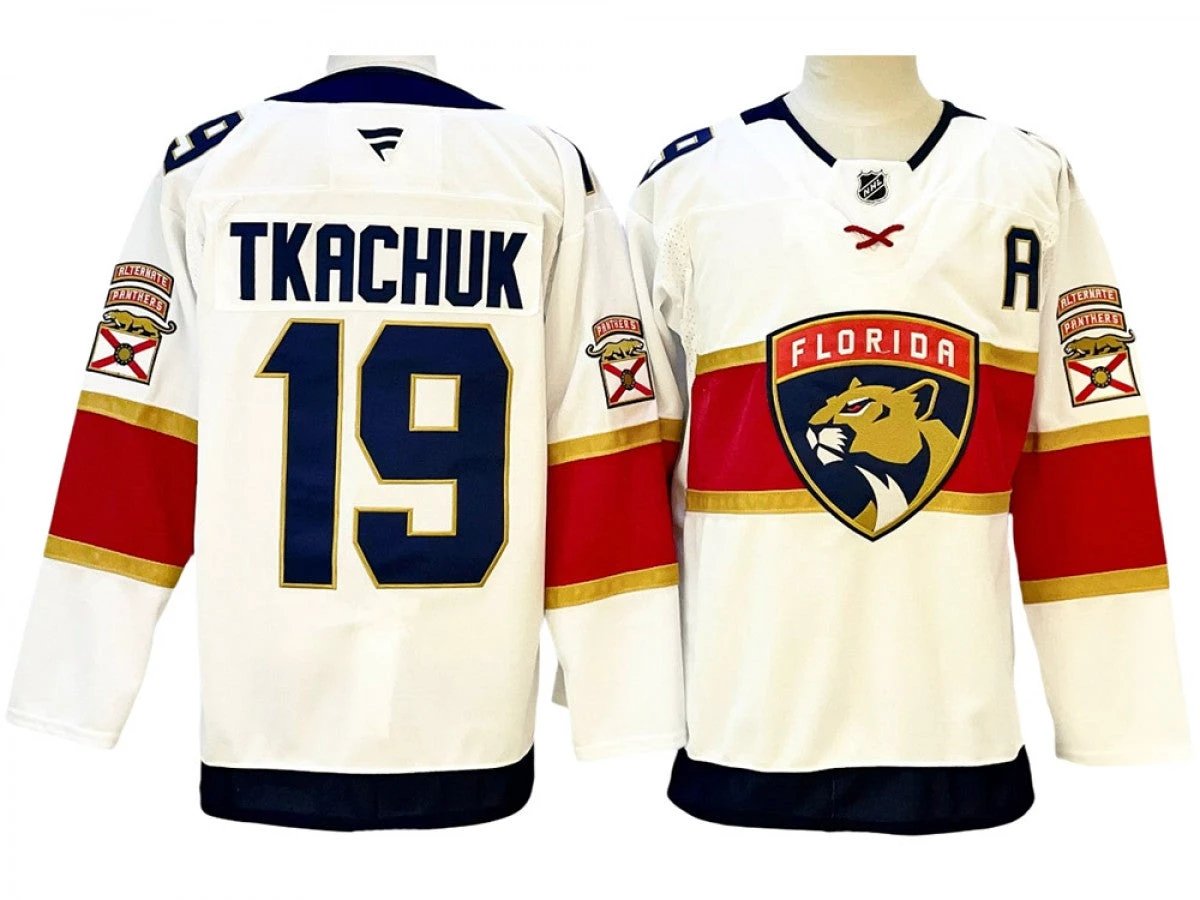 Men Florida Panthers #19 Matthew Tkachuk White Away Jersey by Hockey David