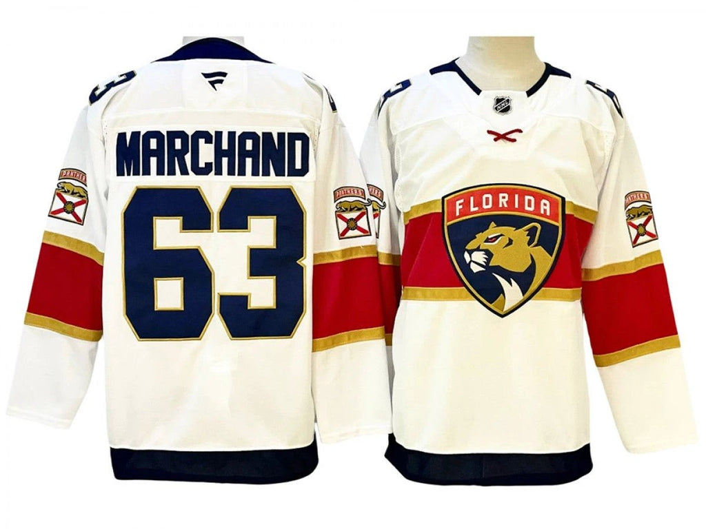 Men Florida Panthers #63 Brad Marchand White Away Jersey by Hockey David