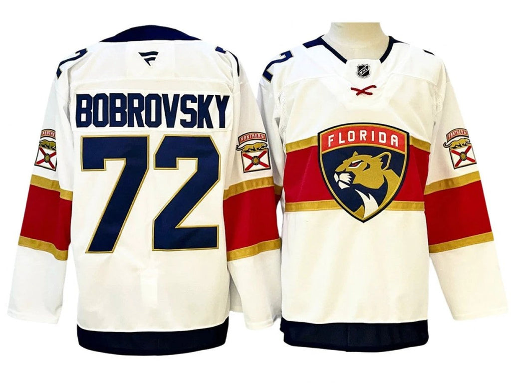 Men Florida Panthers #72 Sergei Bobrovsky White Away Jersey by Hockey David