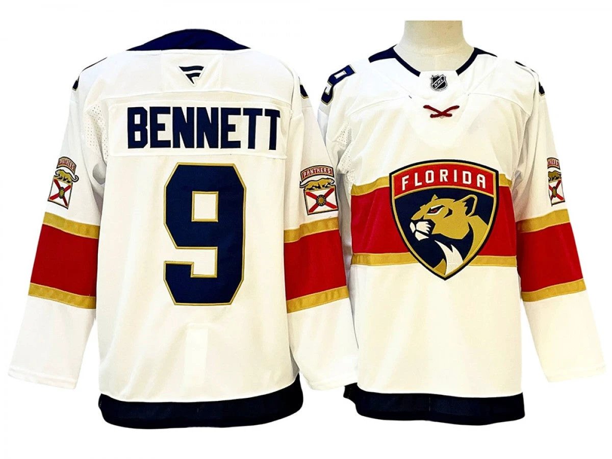 Men Florida Panthers #9 Sam Bennett White Away Jersey by Hockey David
