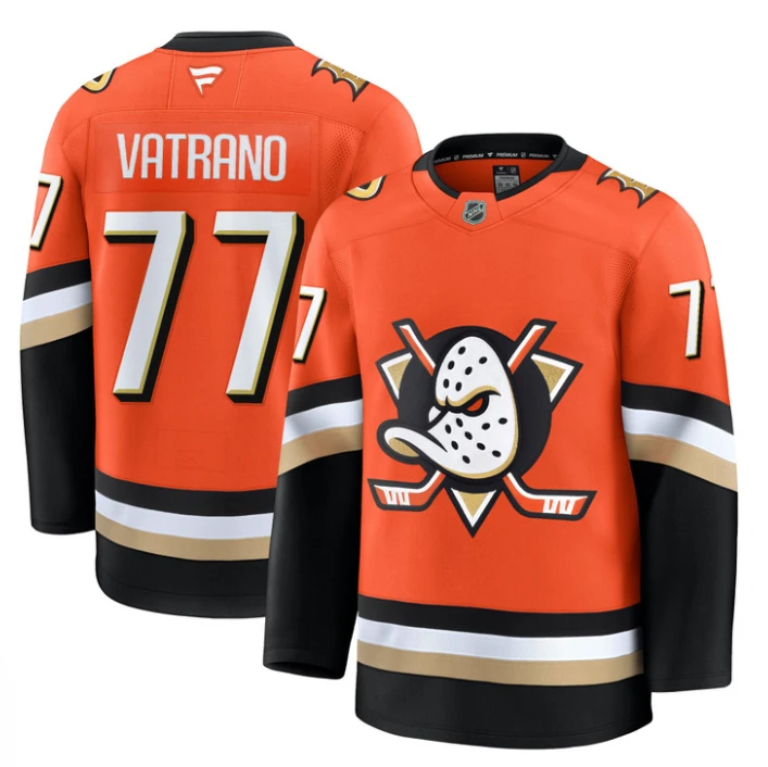 Men Frank Vatrano Jersey #77 Anaheim Ducks 2025 Premium Stitched Home by Hockey David