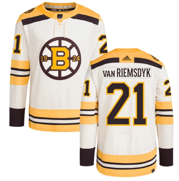 Men James van Riemsdyk 21 Boston Bruins 100th Anniversary Primegreen Third Men Jersey Cream by Hockey David