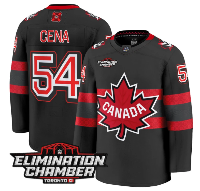 Men John Cena Jersey #54 Elimination Chamber Toronto 2025 Premium Stitched Black by Hockey David