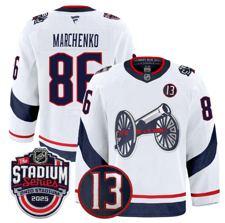 Men Kirill Marchenko Jersey #86 Columbus Blue Jackets 2025 Stadium Series White by Hockey David