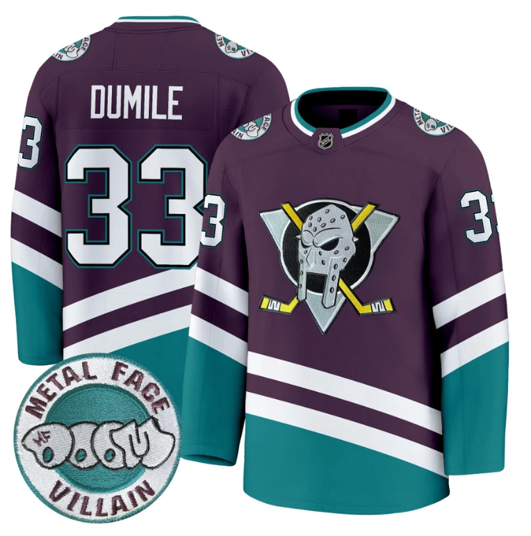 Men MF DOOM Jersey #33 Anaheim Ducks Metal Face Villain Patch Stitched by Hockey David